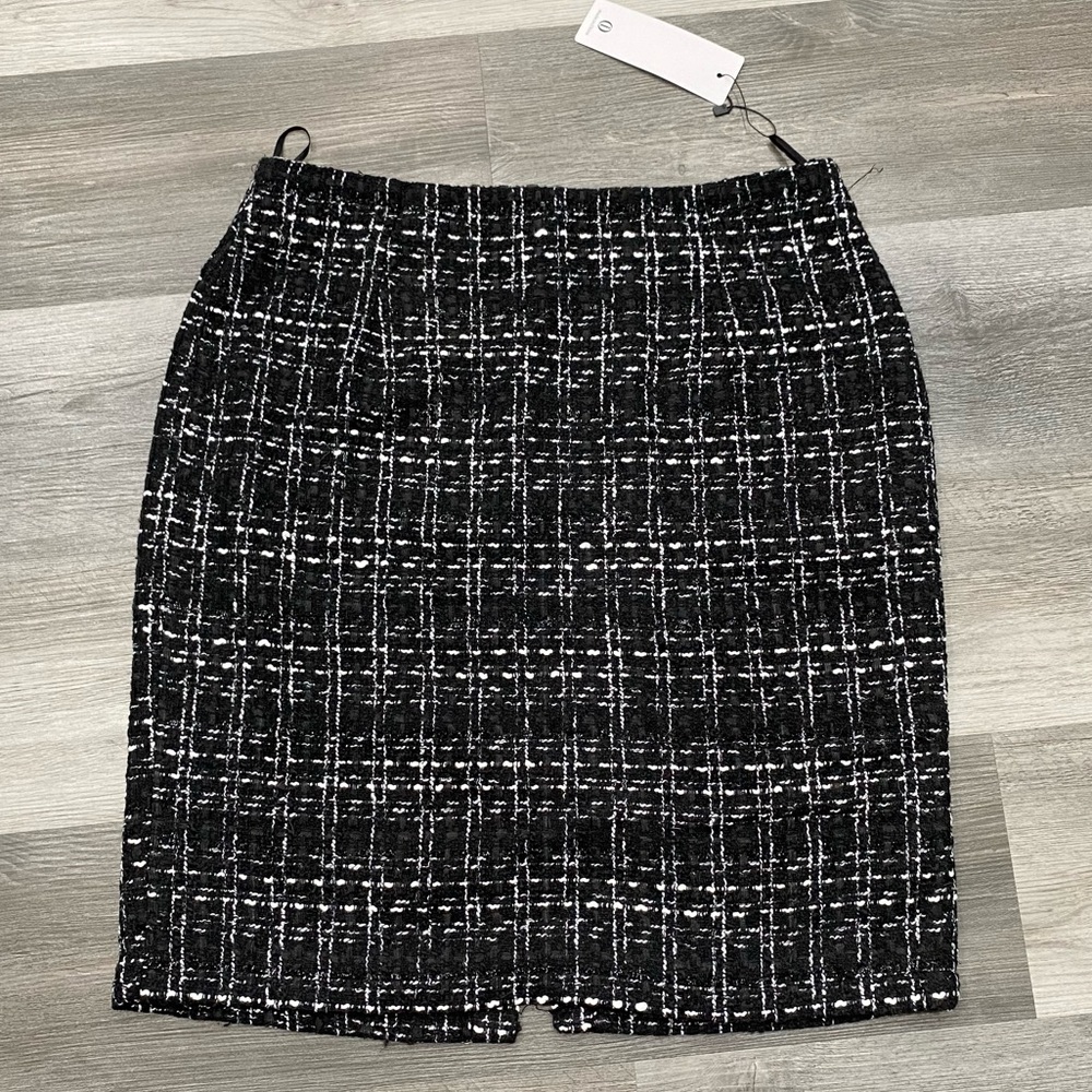 Ibex Black and White Tweed Skirt Classic Career Wear Pencil Skirt Size Large